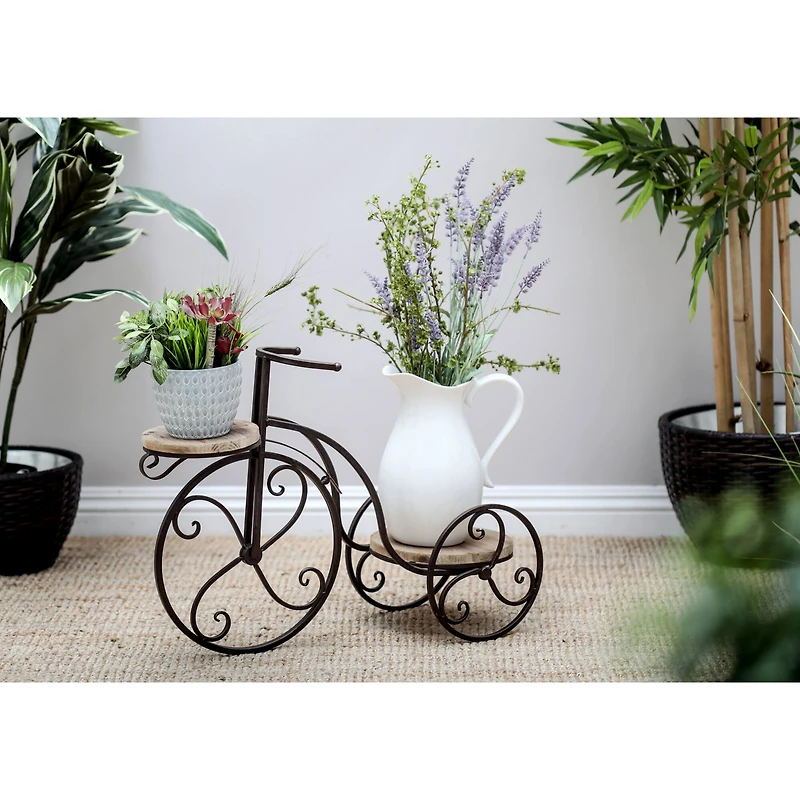 Brown Metal Farmhouse Bicycle Plantstand, 25" x 19"