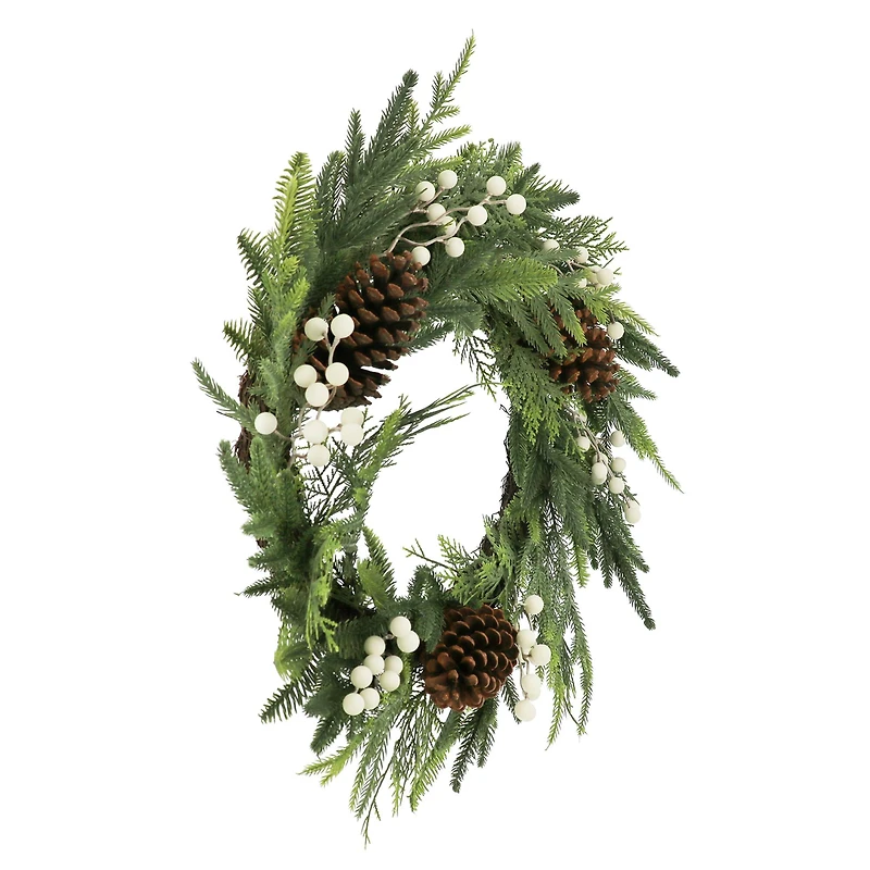 24" White Berry & Pinecone Wreath by Ashland®