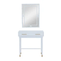 Set of 2" White Wood Traditional Console Table with Mirror, 31" x 31" x 16"