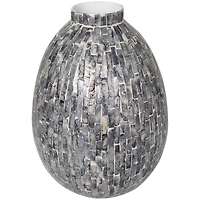 12" Gray Mother of Pearl Handmade Mosaic Inspired Vase