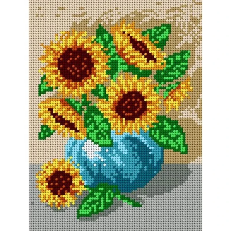 Orchidea Needlepoint Canvas For Halfstitch Without Yarn Bouquet Of Sunflowers