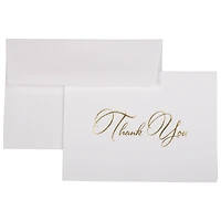 JAM Paper 4.875" x 3.375" Bright White with Gold Script Thank You Cards & Envelopes Set
