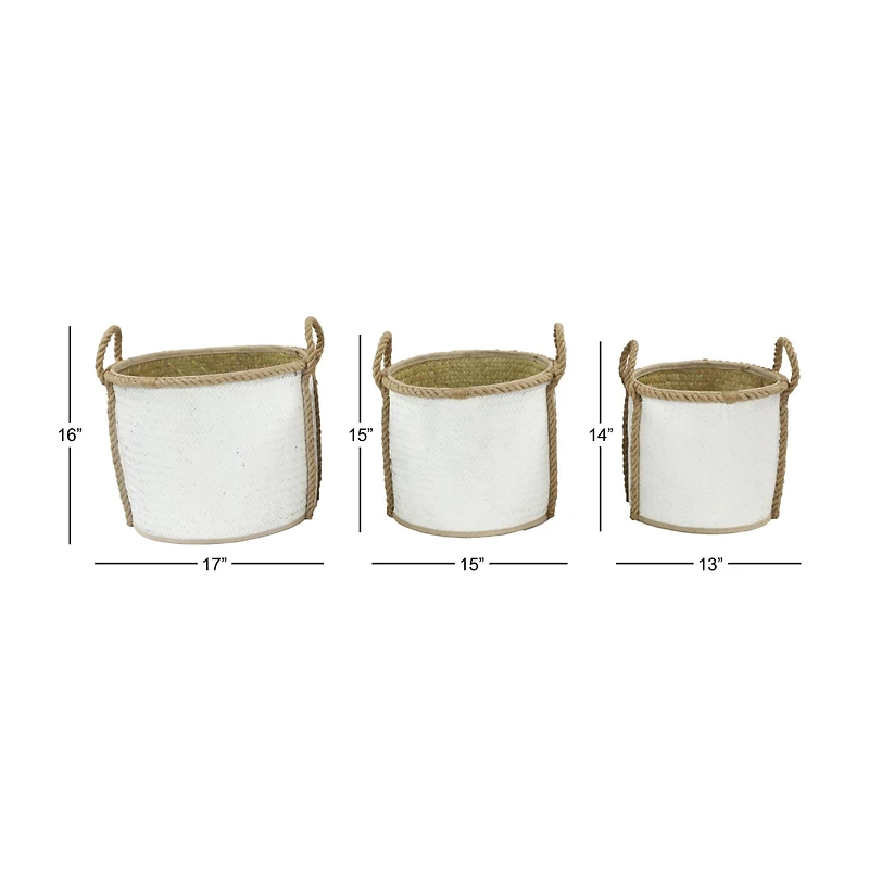 White Seagrass Coastal Storage Basket Set