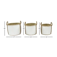 White Seagrass Coastal Storage Basket Set