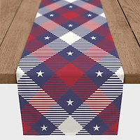 Patriotic Argyle Pattern Poly Twill Table Runner