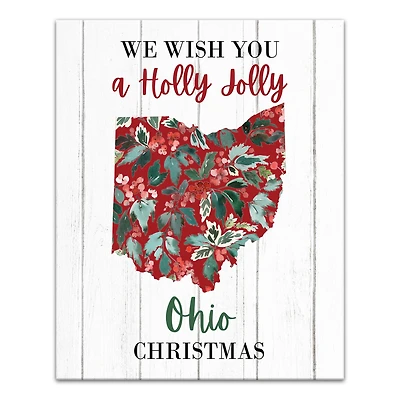 We Wish You a Holly Jolly Ohio Christmas Canvas Wall Art