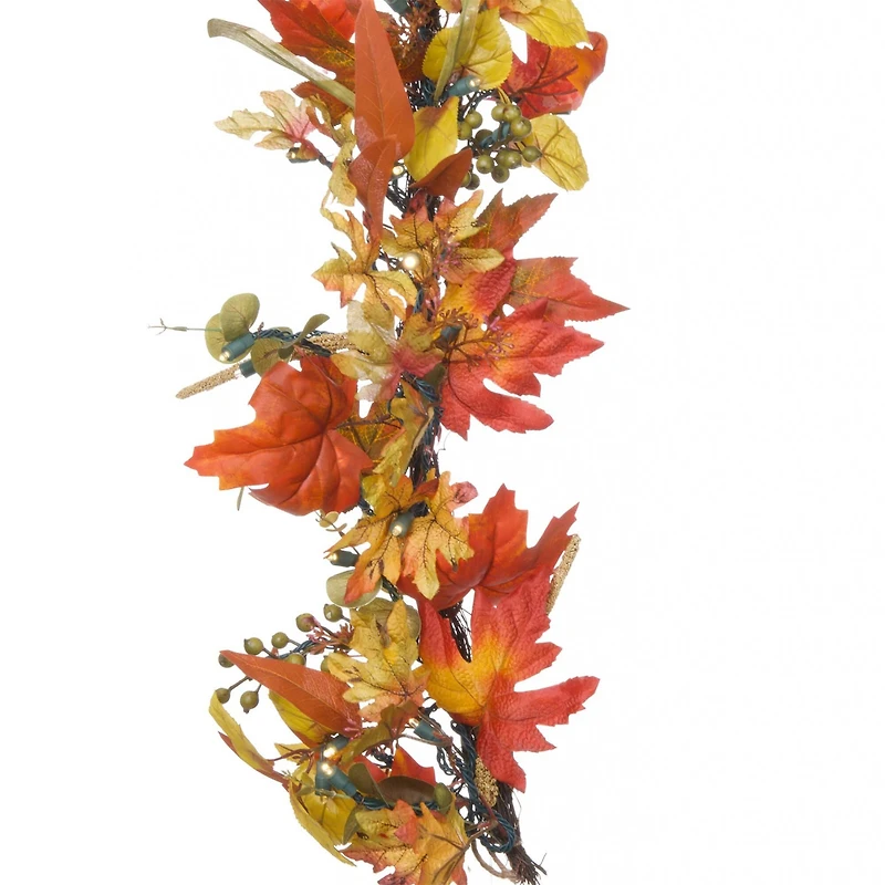 9ft. LED Lit Fall Harvest Leaf Artificial Garland