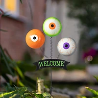 Glitzhome® 35.25" Halloween Metal "WELCOME" Spring Eyeballs Yard Stake