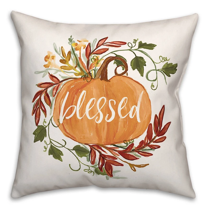 Blessed Pumpkin Vine Throw Pillow