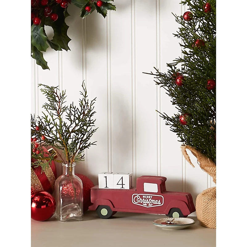 DII® Christmas Tree Truck Tabletop Block Calendar