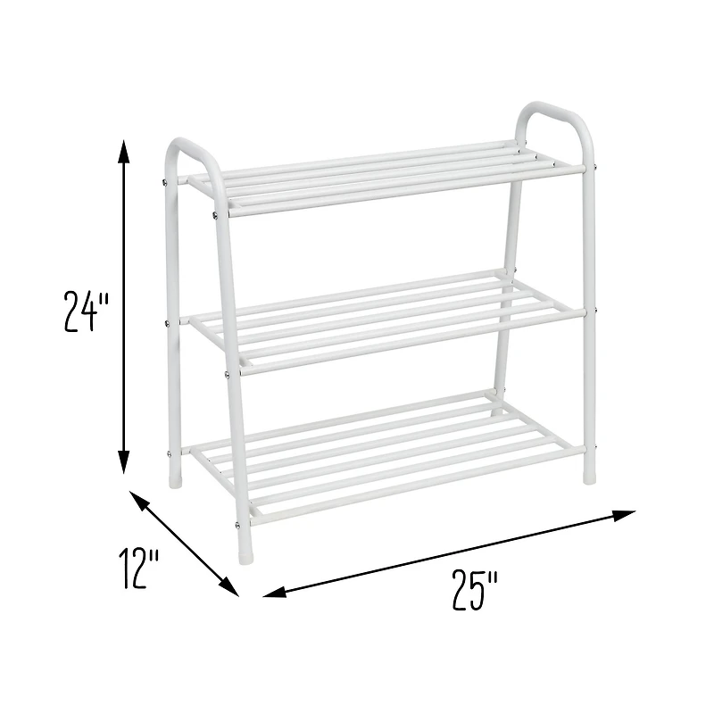 Honey Can Do Matte White 3-Shelf Steel Shoe Rack
