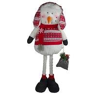 Plush Snowman with a Bag of Present and Telescopic Legs Christmas Figure - 33"