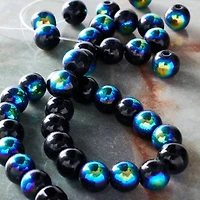 Black Aurora Borealis Faceted Glass Round Beads, 8mm by Bead Landing™