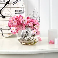 10" Cherry Blossom Arrangement in Glass Vase