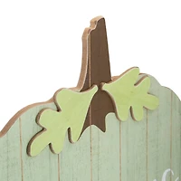 Green Wooden Blessings Pumpkin Hanging Wall Sign