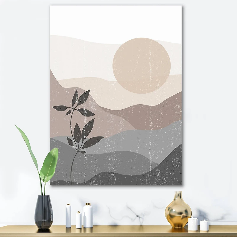 Designart - Minimalist Mountain Landscape At Sunset