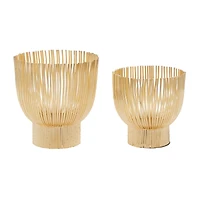 CosmoLiving by Cosmopolitan Set of 2 Gold Metal Candle Holder 9", 8"