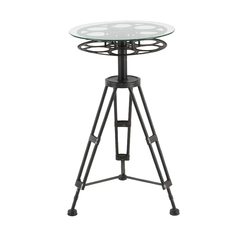 Black Glass & Metal Eclectic Accent Table