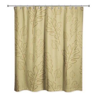 Mustard Yellow Large Leaves Shower Curtain