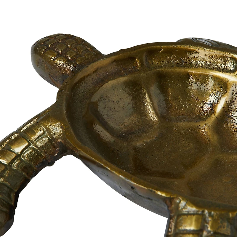 Hello Honey® 8.5" Antique Gold Finished Coastal Aluminum Tortoise Serving Dish