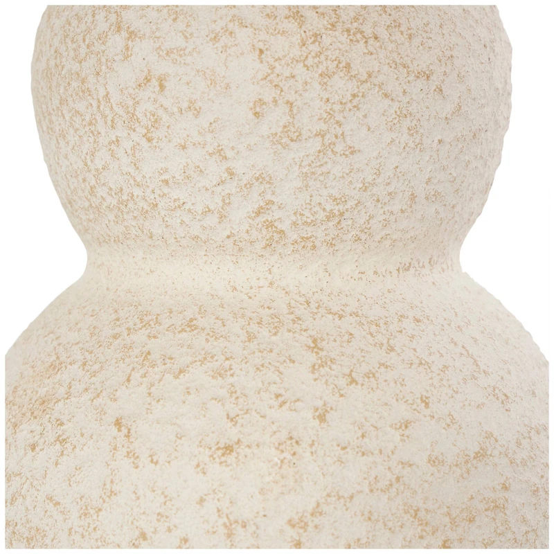 12" Cream Ceramic Hourglass Textured Vase