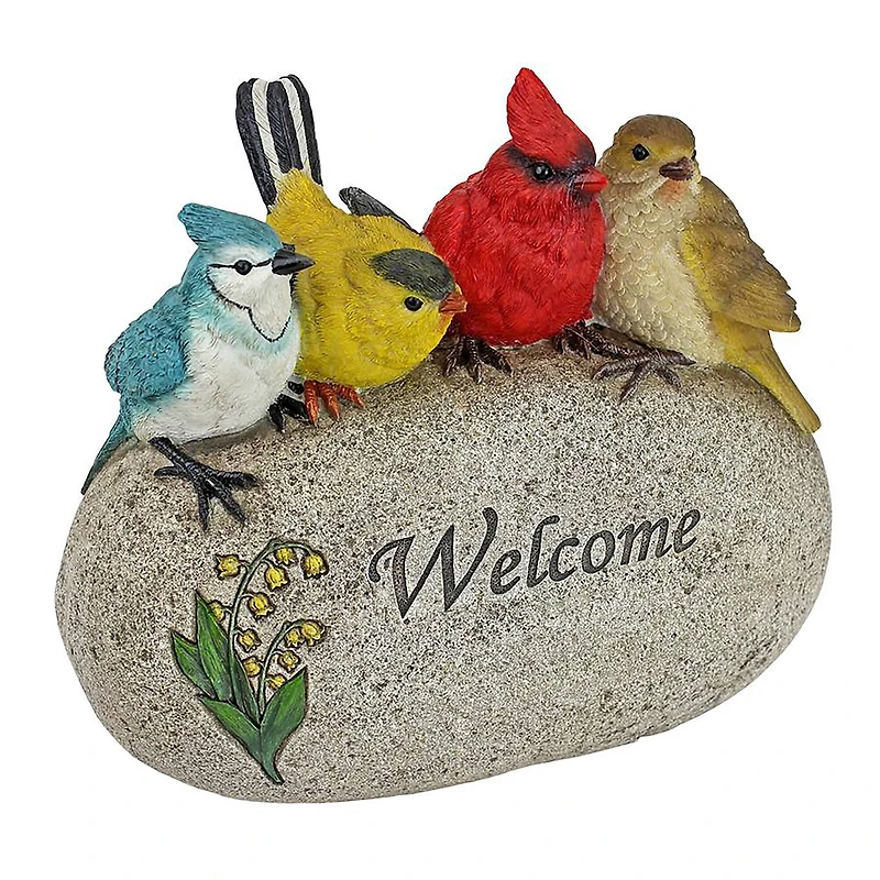 Design Toscano 8" Birdy Welcome Garden Stone Statue