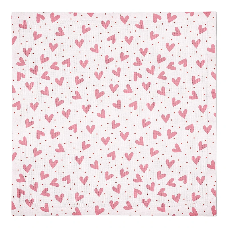 Heart Polka Pattern 10" x 10" Cotton Twill Napkin