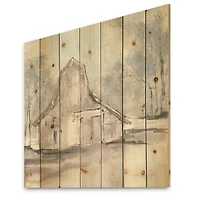 Designart - Farmhouse Barn Grey VI - Modern Farmhouse Print on Natural Pine Wood
