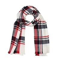 Glitzhome® 70" Red, White & Navy Scarf with Fringe