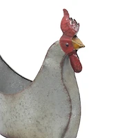 16" Gray Metal Farmhouse Chicken Planter