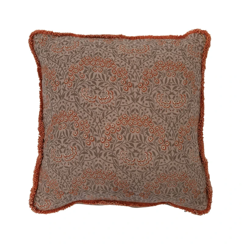 Hello Honey® Metallic Floral Pattern Cotton Pillow with Eyelash Fringe