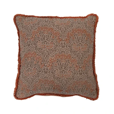 Hello Honey® Metallic Floral Pattern Cotton Pillow with Eyelash Fringe
