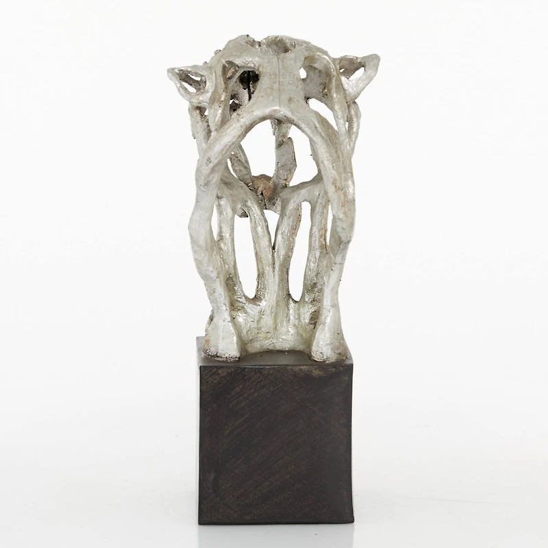 16" Silver Eclectic Leopard Sculpture