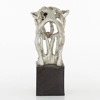 16" Silver Eclectic Leopard Sculpture