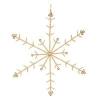12.25" Gold Beaded Metal Snowflake Ornaments Set
