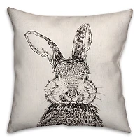 Ink Drawing Bunny Pillow 2 18" x 18" Throw Pillow