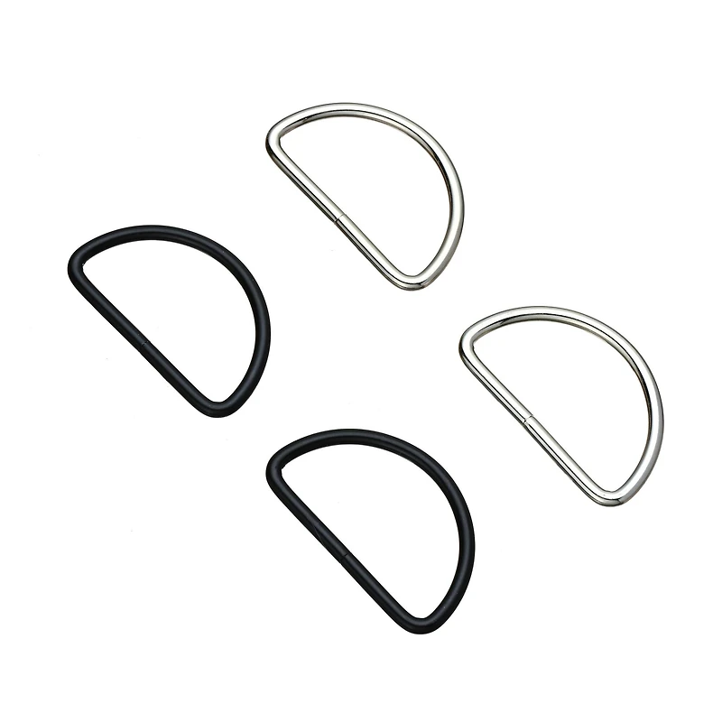 44mm Rhodium & Black D Rings, 8ct. by Bead Landing™