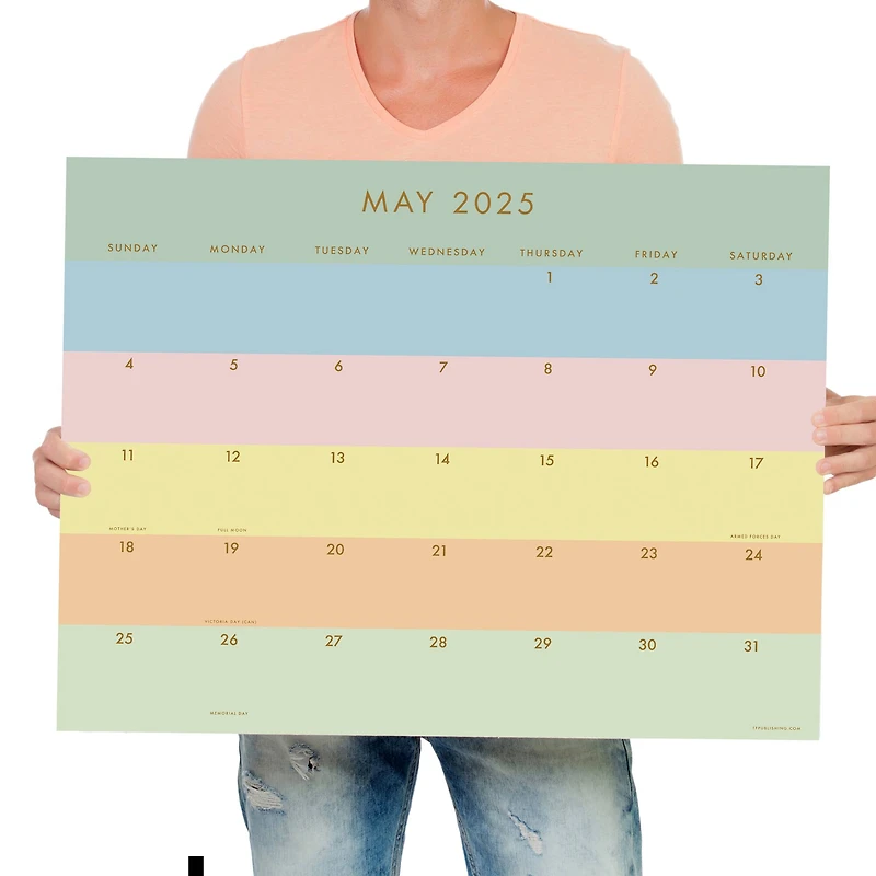 TF Publishing 2025 Super Stripe Monthly Blotter Desk Pad Calendar