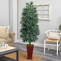 5.5ft. Bamboo Palm Plant in Decorative Planter