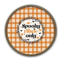20" Spooky Vibes Only Halloween Plaid Round Framed Print