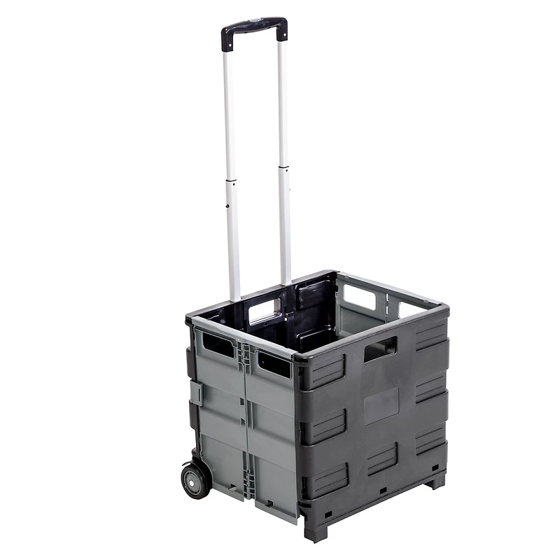 Honey Can Do Gray Fold-Up Rolling Storage Crate Cart