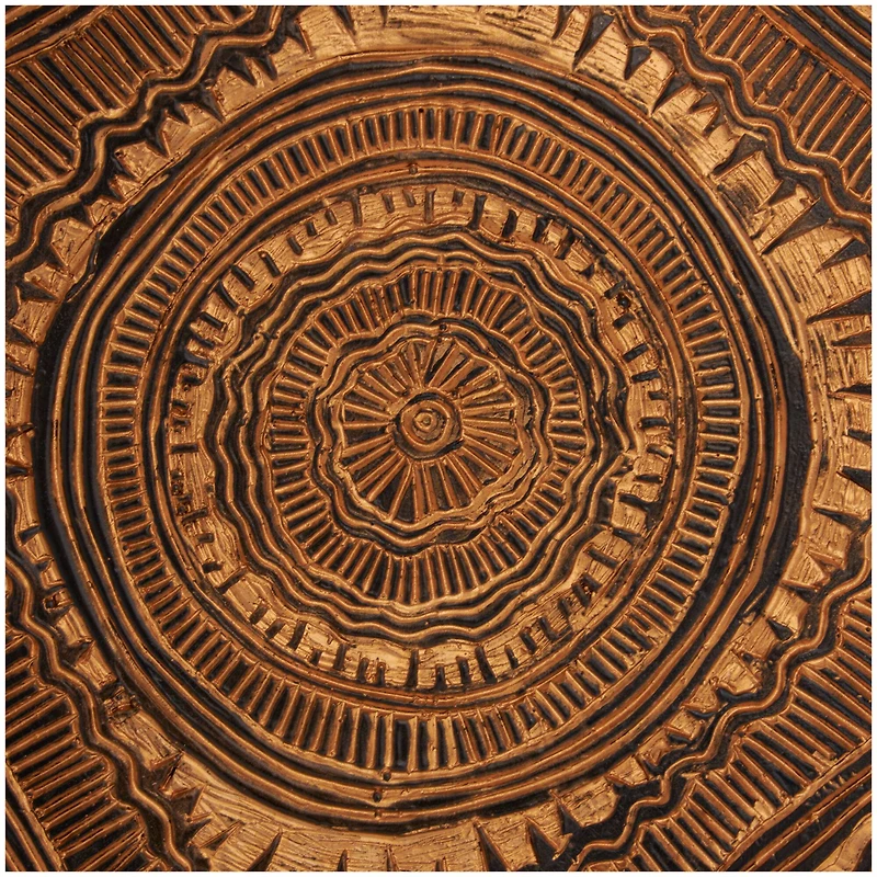 17" Brown Resin Tribal Abstract Carved Sculpture