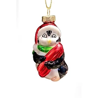 Wizardi 11.81" Festive Penguin Christmas Glass Ornament