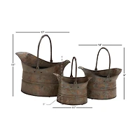 Silver Metal Rustic Planter Set