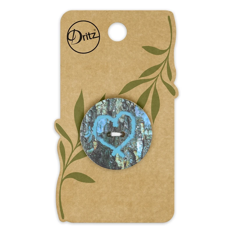 Dritz® 30mm Dark Turquoise Sustainable Coconut Round Heart Button, 3ct.