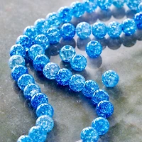 12 Pack: Blue Crackle Quartz Round Beads, 6mm by Bead Landing™