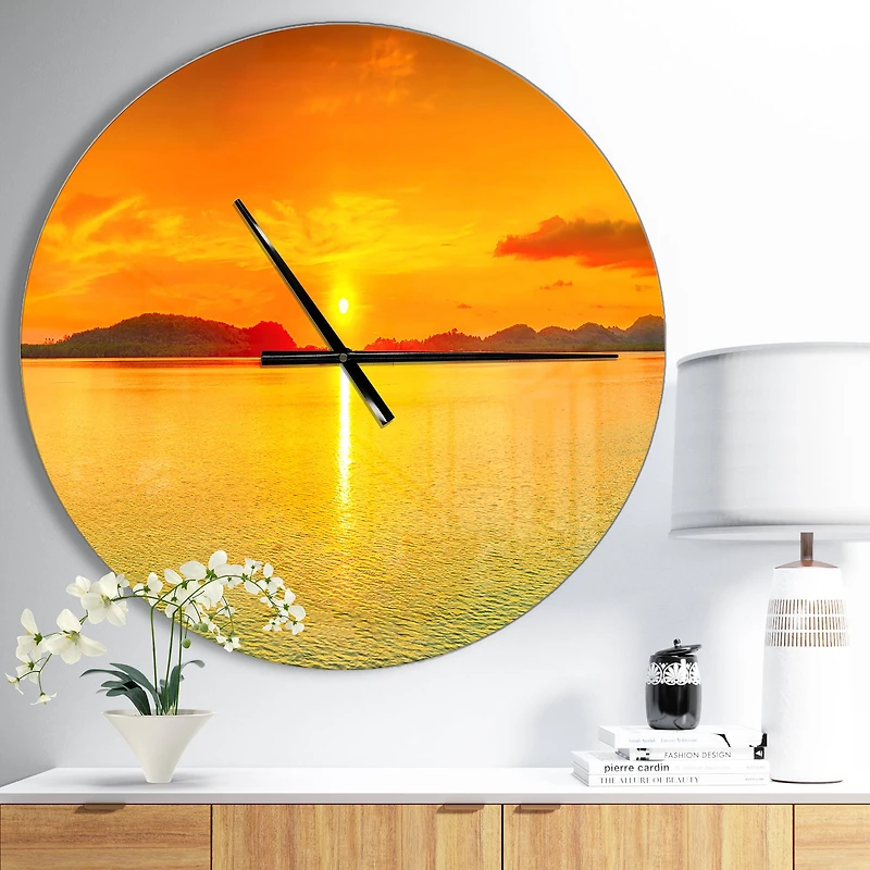 Designart Sunset Panorama Modern Wall Clock