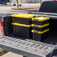 IRIS® 21.9qt. Black Store-It-All Utility Totes with Yellow Buckle Lids, 4ct.