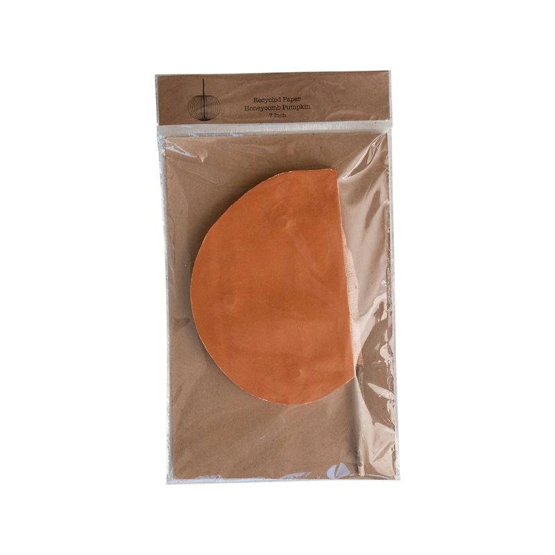 Hello Honey® 9" Orange Paper Folding Honeycomb Pumpkin with Twig Stem