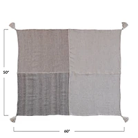 Hello Honey® Natural & Gray Patchwork Throw Blanket with Tassels